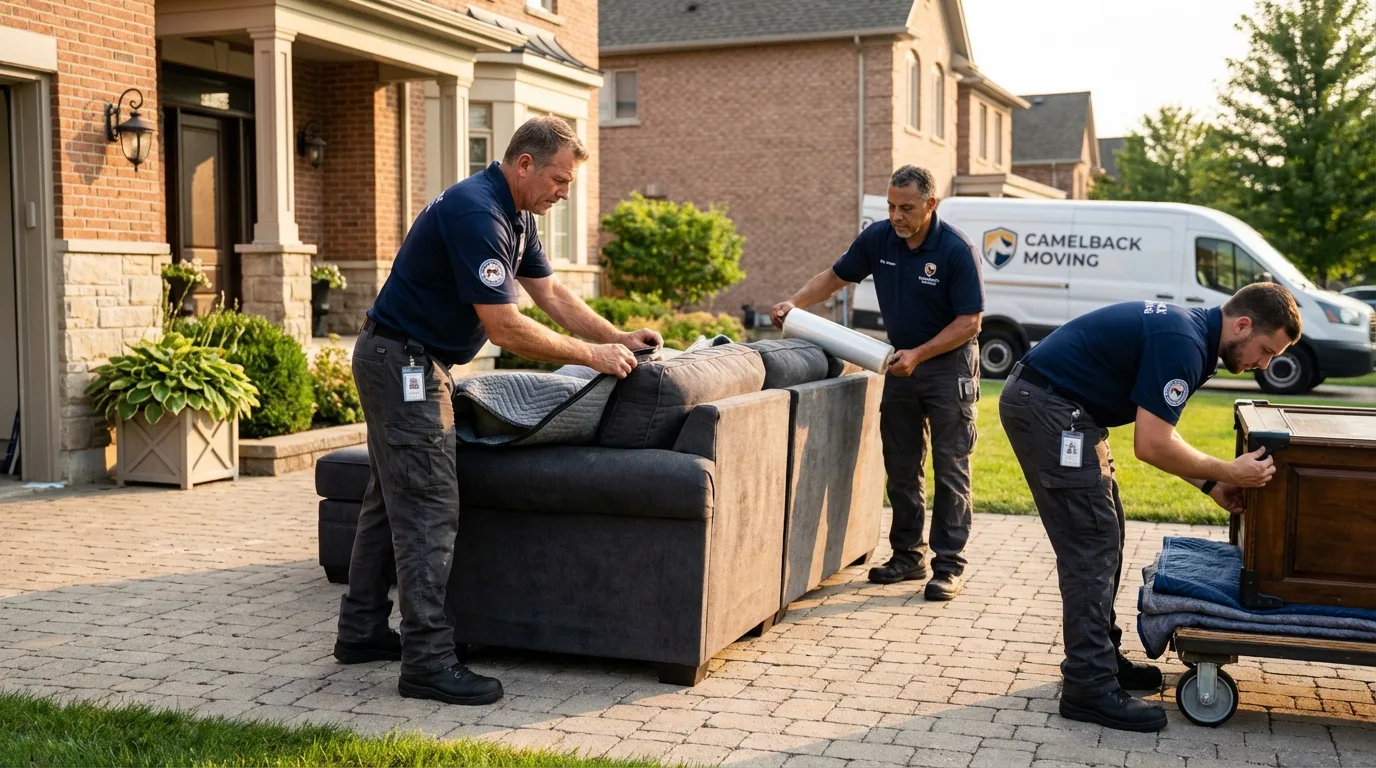 Large estate moving crew wrapping furniture in Glenshaw, PA